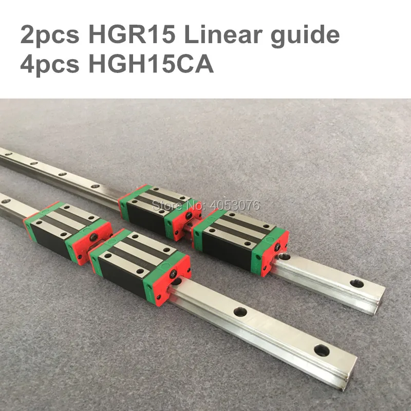 

2pcs linear guide HGR15 350 400 500 550 600 650 700 750 800mm Linear rail + 4pcs HGH15CA linear bearing blocks for CNC parts