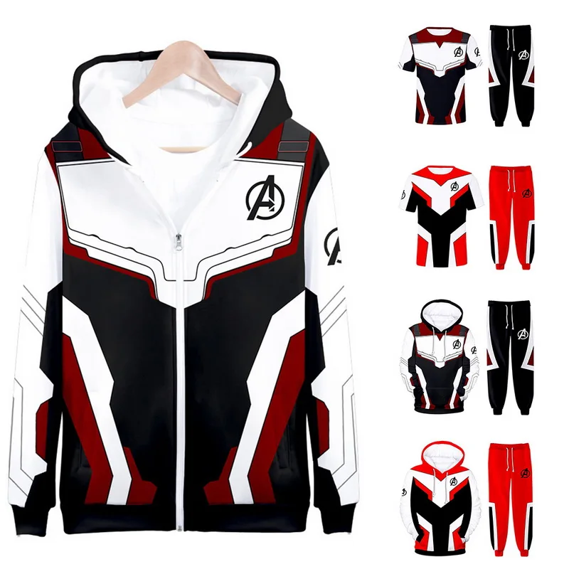 

New Avengers Endgame Tshirt Quantum Realm Sets Iron Man Costume Hoodies Men Hooded Avengers Zipper End Game Sweatshirt Jacket