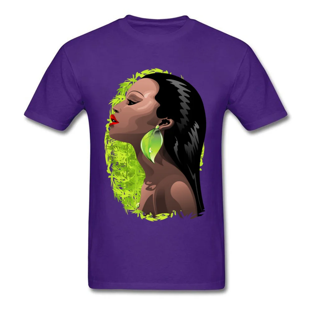 Woman African Beauty and Bamboo T-Shirt for Men Normal VALENTINE DAY Tops Shirt Brand Sweatshirts Round Neck 100% Cotton Woman African Beauty and Bamboo purple