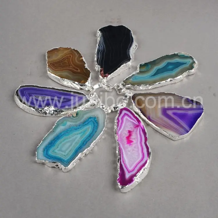 Colorful Natural Onyx Druzy Geode Agate Slice Stone Necklace Pendant Jewelry Colorful Natural Onyx Druzy Geode Agate Slice Stone Necklace Pendant Jewelry