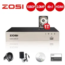 ZOSI 2.0MP 4CH Full 1080P High Definition Hybrid 4-in-1 HD TVI DVR Video Recorder for CCTV Security Camera System Record 1TB