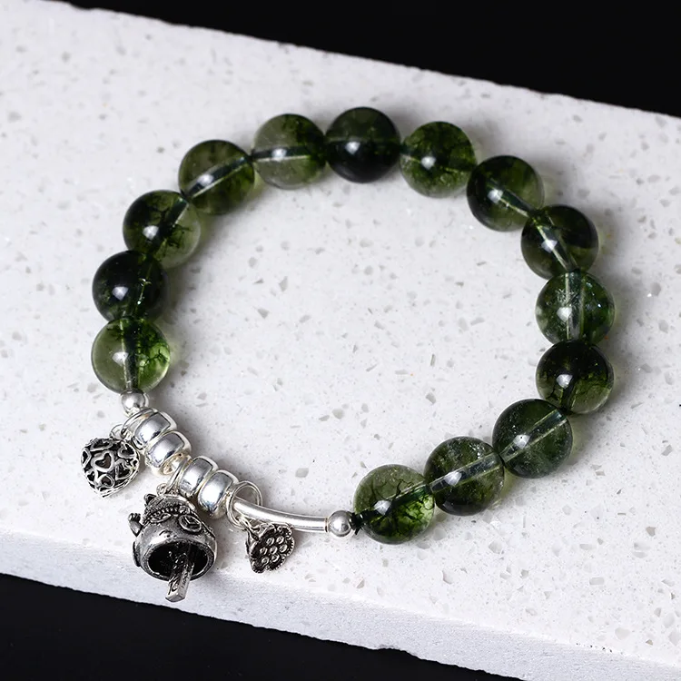 lucky cat green cry-stal bracelet 100% 925 Sterling Silver Jewelry fashion hypoallergenic bracelets for girl gift