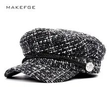 Новинка, военная Кепка, унисекс, клетчатые шапки, Дамская мода, хлопок, берет, двойная мода, на пуговицах, осень и зима, женские солнцезащитные кепки