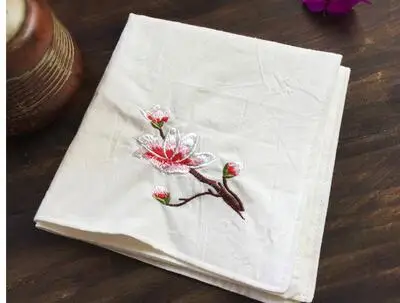  Magnolia flower embroidery cotton double layer handkerchief student couple gift embroidered name co