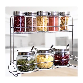 

RSCHEF Kitchen supplies glass seasoning box set top bottom condiment bottle with shelf seasoning jar