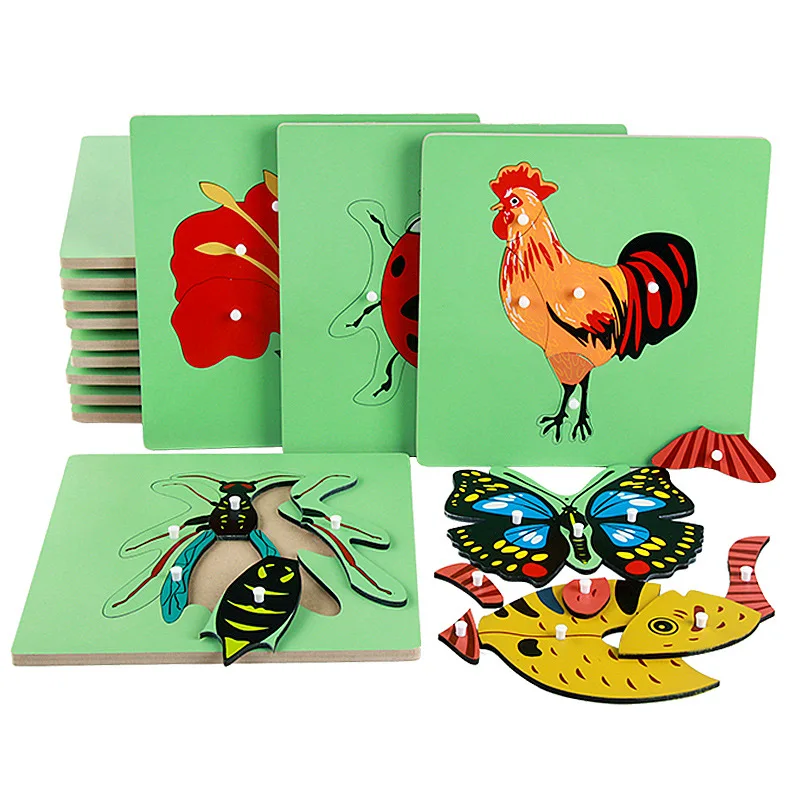 

Baby Puzzle Toys 3D Wooden CartoonAnimals Jigsaw Board Sets Children Educational Toys Early Teaching Aids Wooden Puzzles Gifts