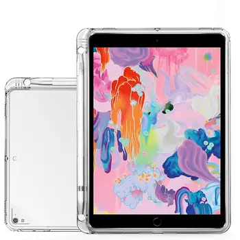 

for iPad 2018/2017 / Pro 9.7 / Air 2 / Air Model, Lightweight and Soft TPU Back Case Cover [with Pencil Holder]
