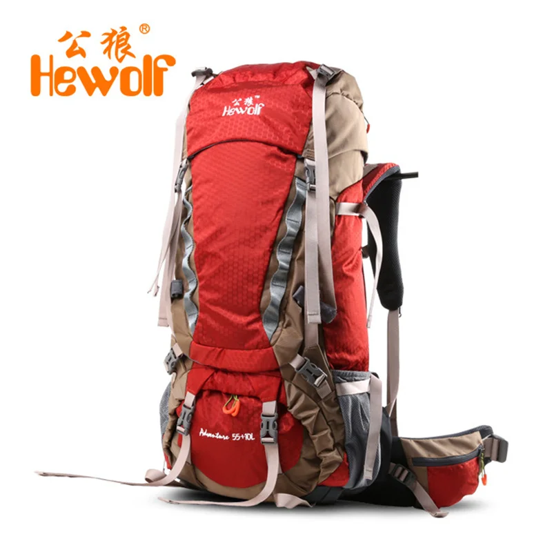 

Hewolf 65L Camping Hiking Climbing Outdoor Bags High Density Nylon Outdoor Mountaineering Backpack Outdoor Camping Climbing Bags