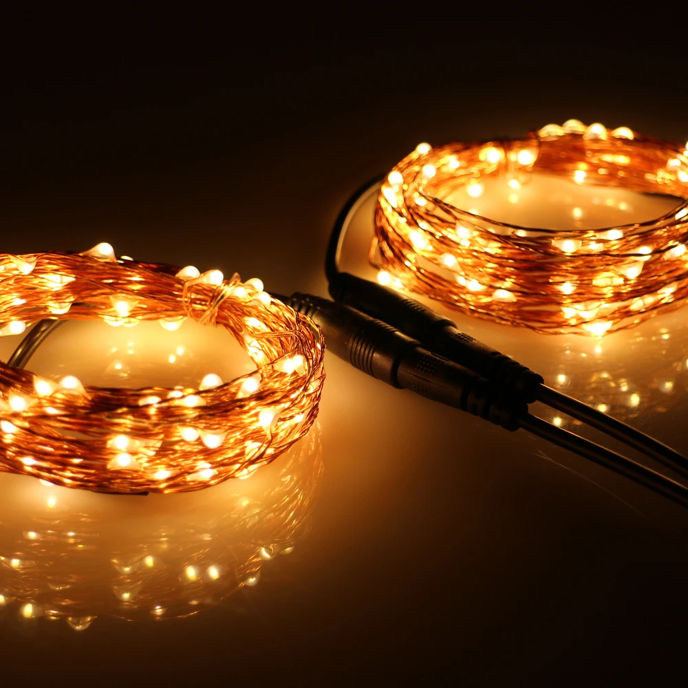Corded Connectable 20M 200LED Copper Wire Outdoor Holiday Fairy String Lights with Power Adapter