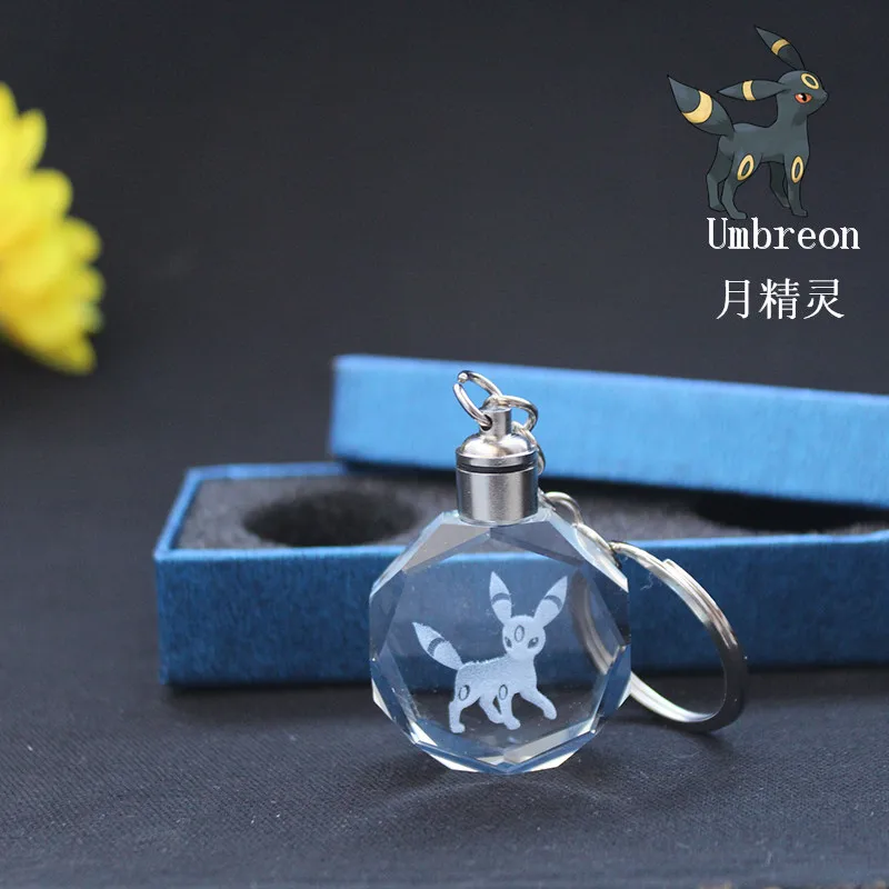 

Fashion Customized Crystal Pokemon Keychain Gift Crystal LED Pokemon Keychain