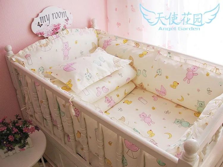Roupa de Cama do Bebê Protetor de Berco Conjuntos de Cama do Bebê Cama Bebe Algodão 120*60 120*70cm 6 - 7 Pçs 6 High Quality Mamãe e Bebê