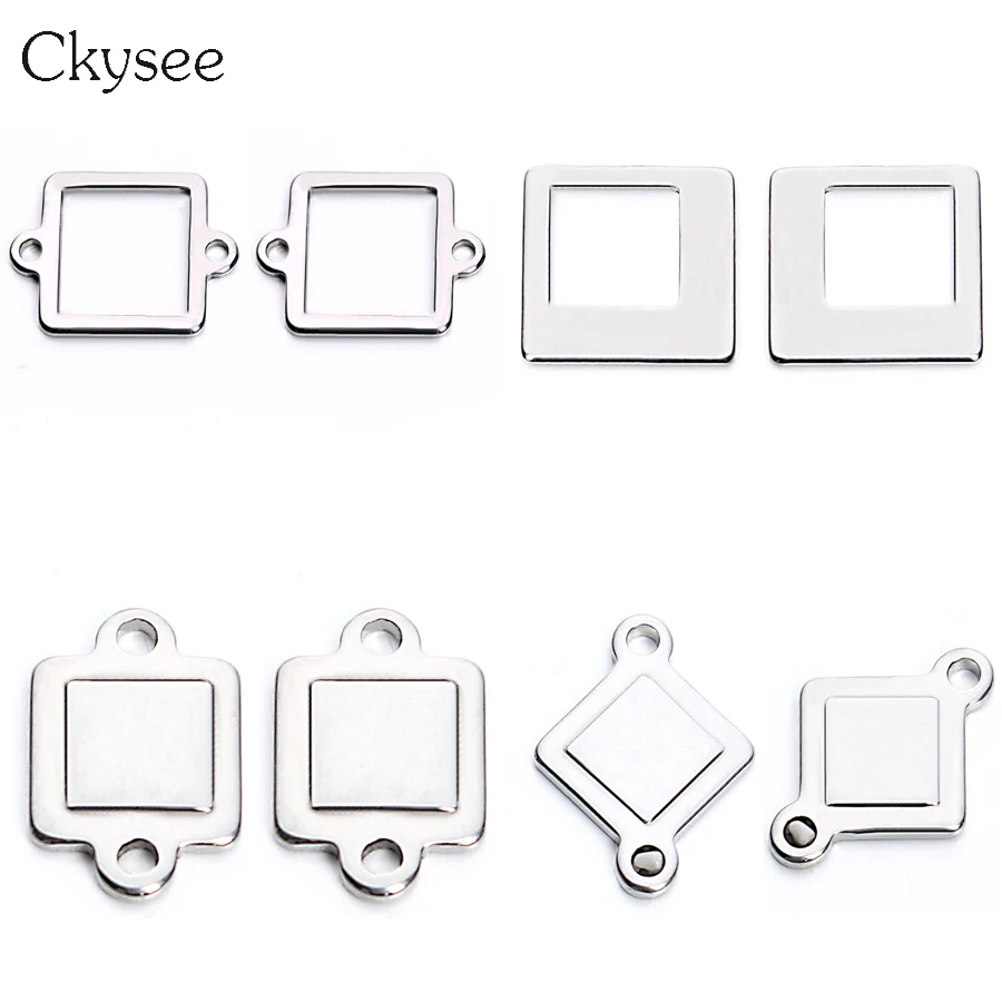 Ckysee 20 шт./лот 12x16 квадратная Подвеска из нержавеющей стали шармы пустые с