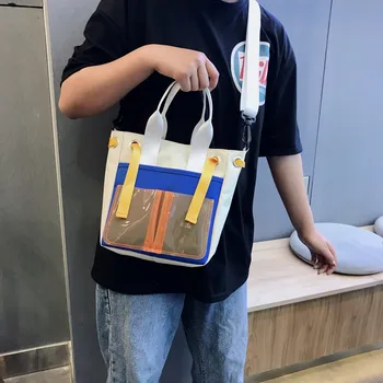 

Women Bag Fashion Stitching Color Canvas Street Style Tote Handbag Shoulder schoudertas dames sac a main femme de marque soldes