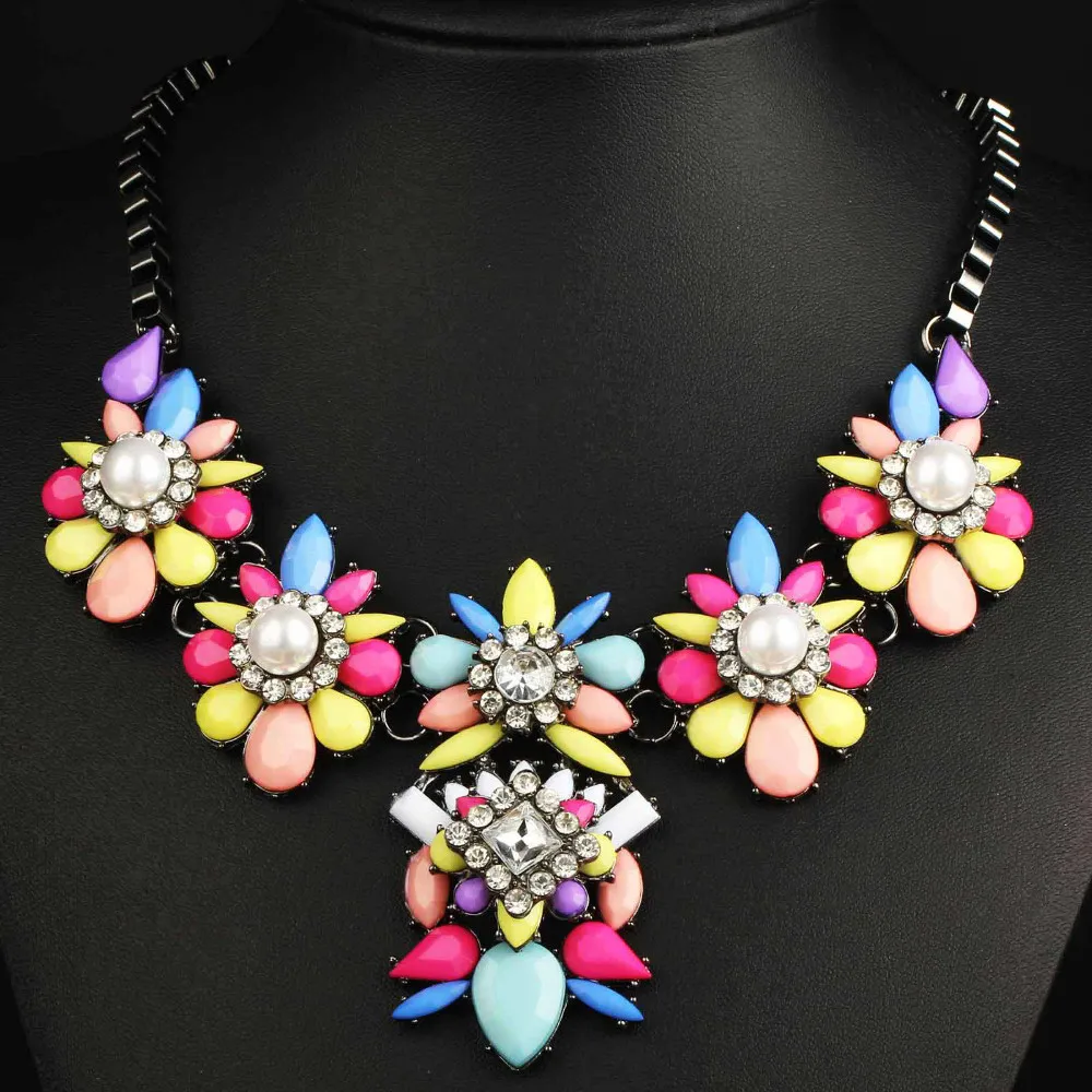 

Newest Gorgeous Brand Necklace Jewelry crystal Department Bib Statement Necklace Women Choker Necklaces & Pendants Q686