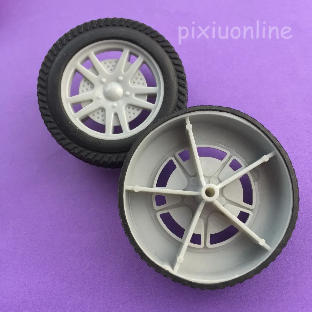 

2pcs J376Y Diameter 56mm Model Vehicle Rubber Tire and Plastic Hub DIY Small Car Toy Parts Mini Simulation Wheel