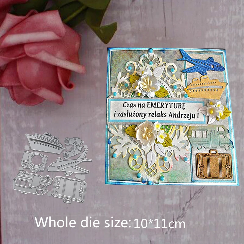 

travel boat plane and camera Cutting Dies Scrapbooking Dies Metal Embossing Stamps and die for Card Making photo album 10*11cm