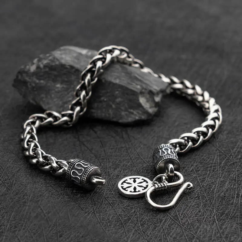 

925 Silver Weaving Chain bracelet for men vintage fashion Jewelry Thai Silver High quality mygrillz