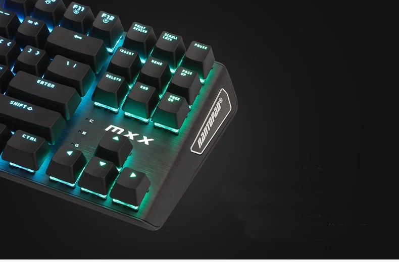 Rantopad MXX черный RGB изготовленное на заказ с подсветкой Механическая игровая клавиатура 87 клавиш Делюкс Черный алюминиевый Кепки DOTA2 танком World CS