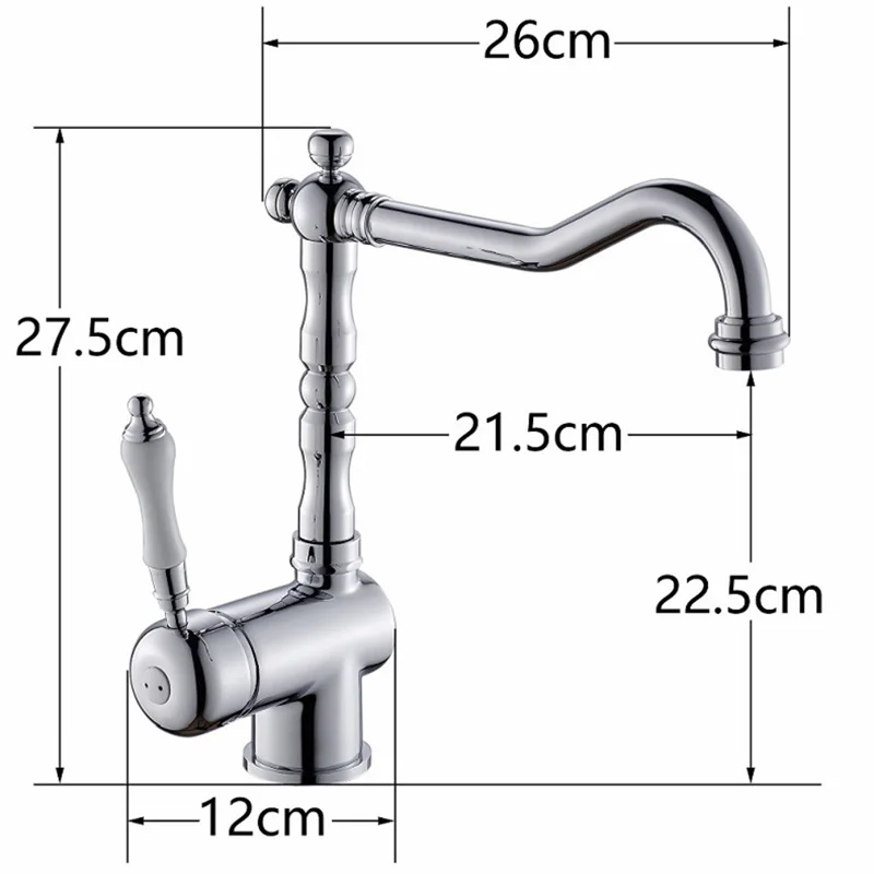 Кухонный кран с керамической ручкой, кран для раковины, Поворотный кухонный смеситель для раковины, латунный кран, вращающийся кран для раковины