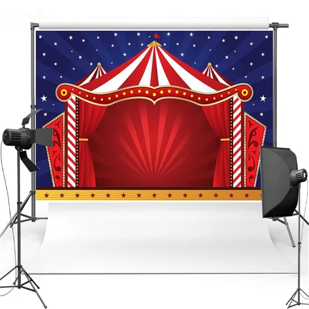 Red And White Circus Party Photography Backdrop Curtain Stage Red And White Circus Party Photography Backdrop Curtain Stage