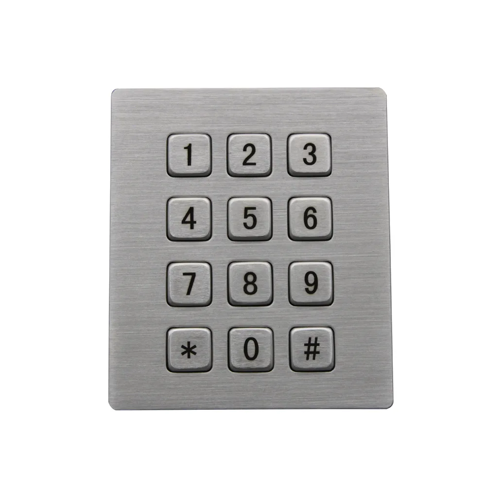 

Industrial Keyboard with 12 Keys IP65 3x4 Kiosk Metal USB Keypad Stainless Steel Metallic Waterproof Slim Electric Lock Keypad