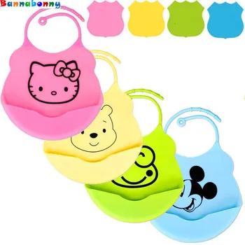 

4PCS/Lot Cute Cartoon Design Baby Bibs Waterproof Silicone Feeding Baby Saliva Towel Newborn Cartoon Waterproof Aprons Baby Bibs