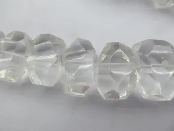 

handmade 8x12 10x14 12x16mm full strand natural smoky quartz ,rock crystal quartz rondelle abacus faceted loose beads
