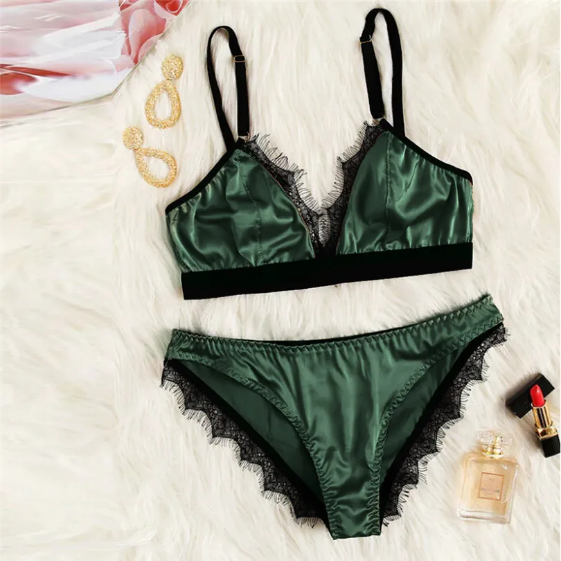 Fashion Women Summer Sexy Satin Lace Lingerie Casual Daily Nightwear Patchwork Sleepwear Lingerie Underwear Sleepwear Set #4A22 (22)