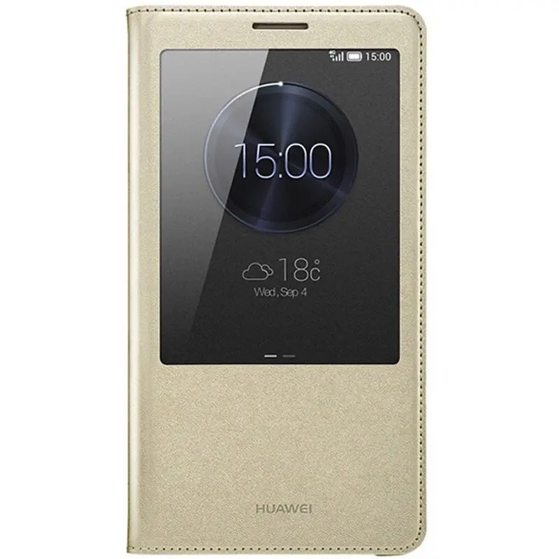 Чехол для huawei MATE 7, официальный смарт-чехол с окошком для просмотра, кожаный чехол для телефона Funda huawei Ascend MATE7, защитный чехол - Цвет: Золотой