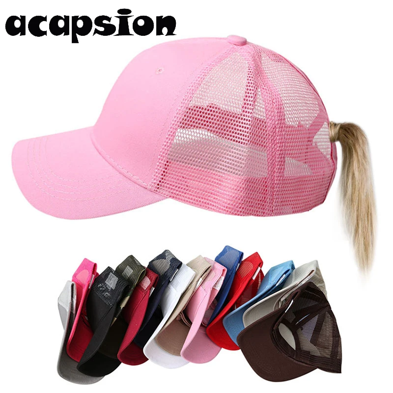 

Women Girl Ponytail Baseball Cap New Fashion Plain Color Baseball Visor Caps Bun Snapback Hat Beach Sun Caps Gorra de beisbol