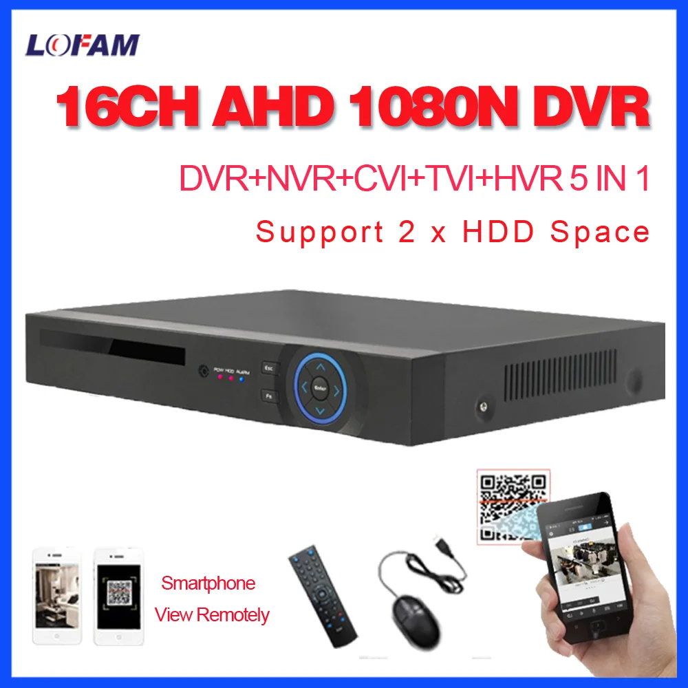 Lofam видеонаблюдение наблюдение 16ch AHD 1080N Безопасность h.264 DVR HDMI 1080P 16 канальный Гибридный DVR NVR wifi видео рекордер поддержка 2 HDD