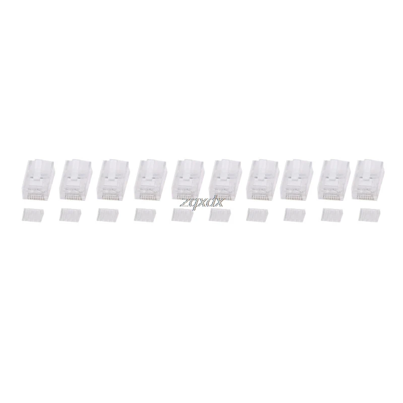 

New Arrived 10Pcs RJ45 CAT6 8-Pin Modular Plugs UTP Unshielded Version With Loading Bar Connector Z09 Drop ship