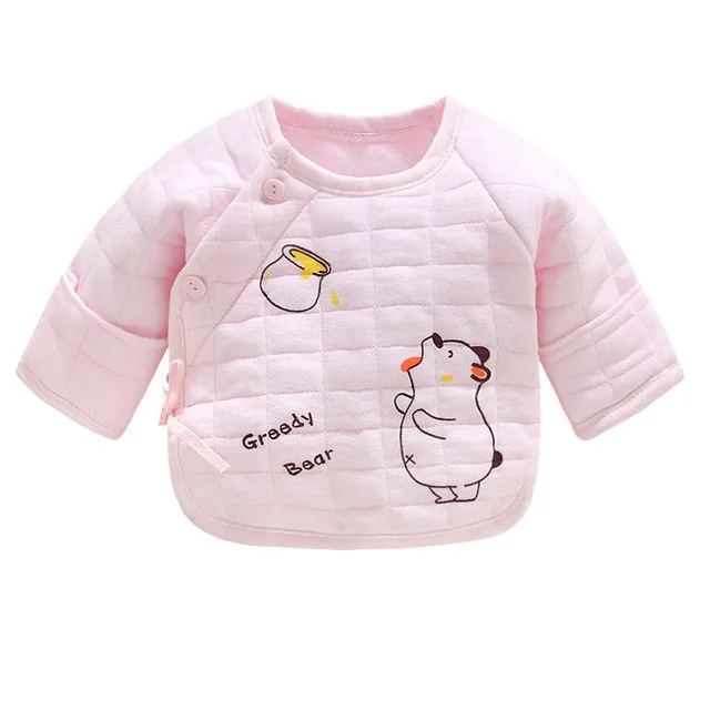 Новая Осенняя теплая верхняя одежда для маленьких мальчиков и девочек, милое нижнее белье из хлопка с полуспинкой для детей 0-3 месяцев, мягкая футболка для сна для малышей - Цвет: 9620  pink