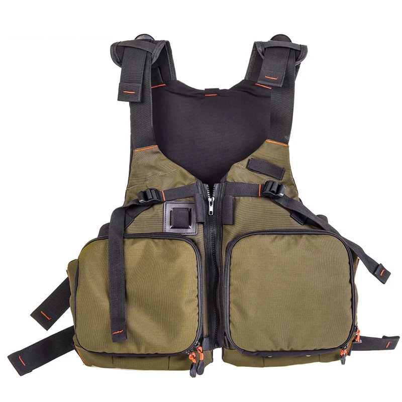 Buoyancy Fishing Vest Square Universal Nylon Waterproof Fabric Olive Green Fly Fishing Boat Adjustable Fishing Life Jacket