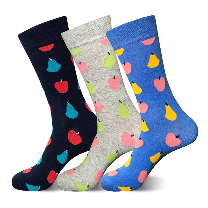 Best Selling New Men Winter Casual Socks Fashion Trend Stockings Personality Fruit pattern Men's 1 Pair = 2 Pieces | Мужская одежда
