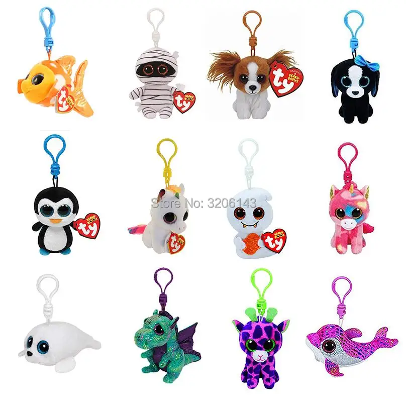 

Ty Beanie Boos 3" Halloween Fantasia Unicorn Owen Icy Tasha Keyclips Big Eyes 7cm Keyring Plush Toys Collection Christmas Gift