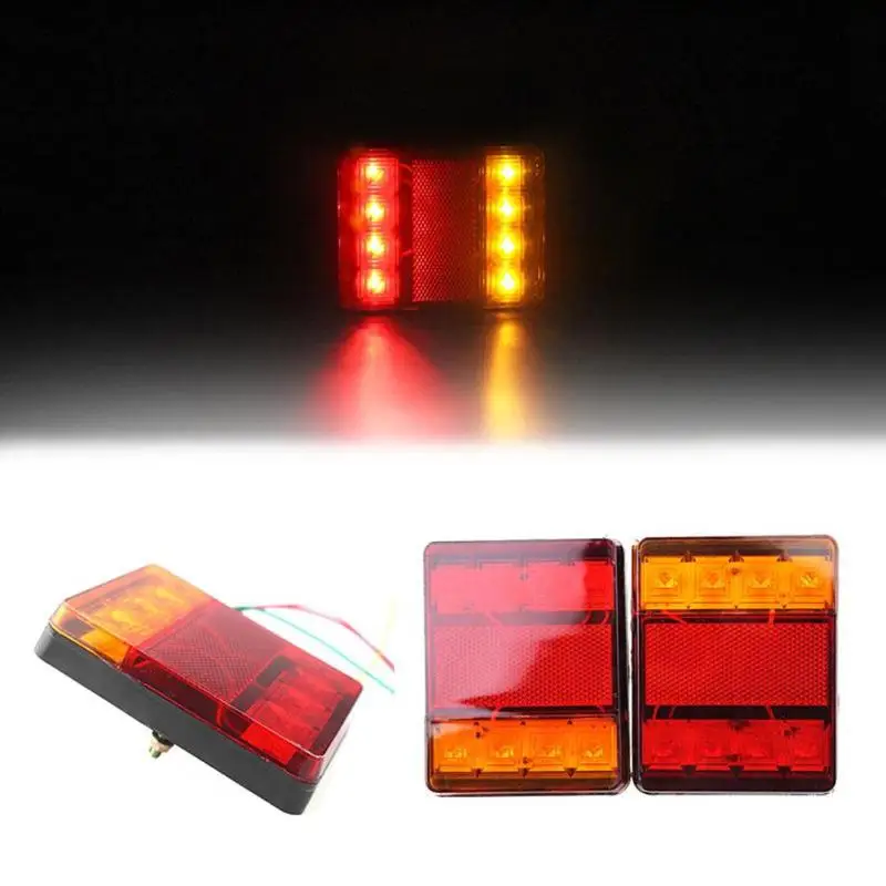 1 Pair Car Truck 8LED Tail Warning Lights Rear Lamps Waterproof Tailights