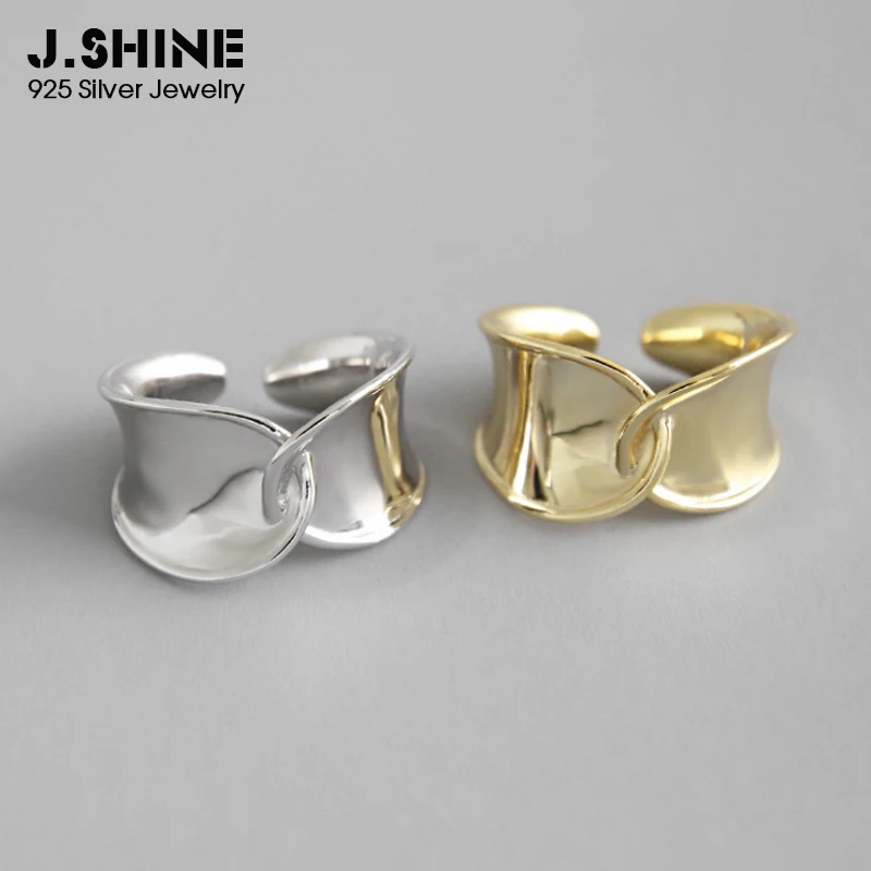 

JShine Simple Wide Crossed Glossy Finger Ring 925 Sterling Silver Rings for Women 2019 New Korean Silver Ring 925 Open Cuff Ring