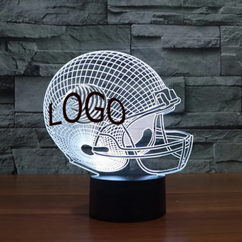 for D/enver B/roncos 7 color 3D Football colorful touch LED lamp Bedroom Lamp Home Table Decor as Child Christmas Gift | Лампы и