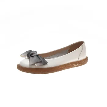 

Flat Shoes Women's Spring Fall New Round Head Genuine Leather Shallow Mouth White Shoes Fashion Comfortable Sports Leisure Shoes