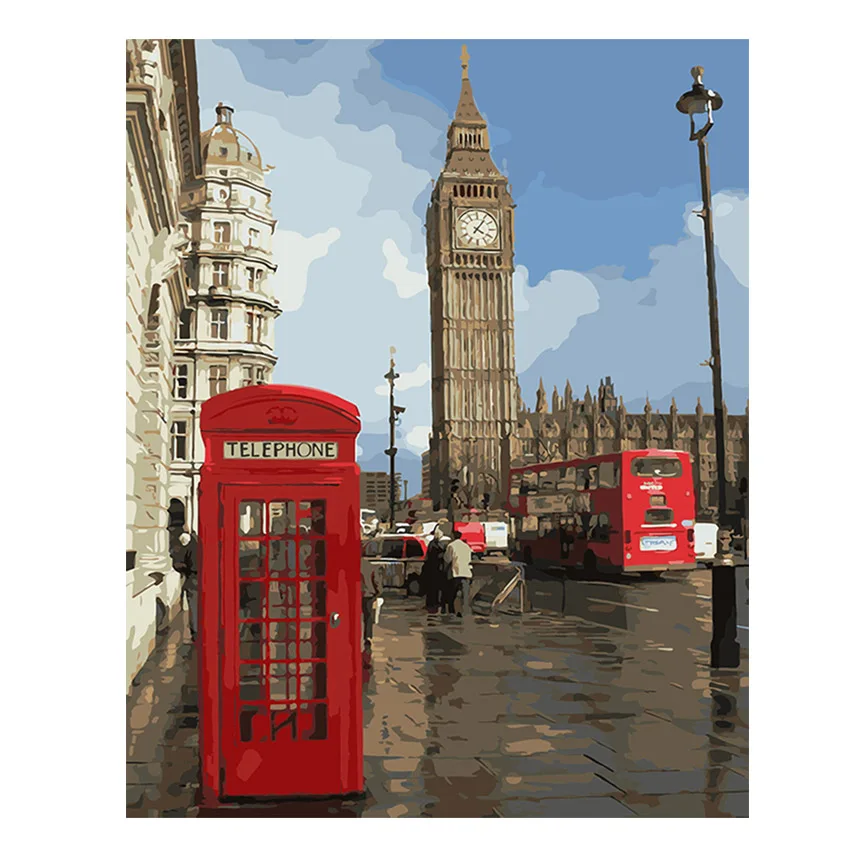 London City Painting By Numbers Modern Big Ben Digital Wall canvas Art