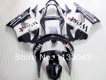 

Fairings WEST Fairings Kit for KAWASAKI Ninja ZX-6R 98-99 ZX 6R 1998-1999 ZX6R 98 99 ZX 6R 1998 1999 ABS Fairing set Black white