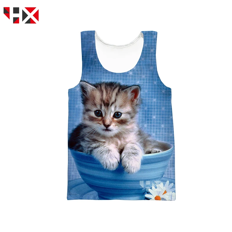 

HX 2019 New Summer Cool Cute Animal Vest 3D Printed Pet Cat Unisex Vest Casual Harajuku Style Tops A218