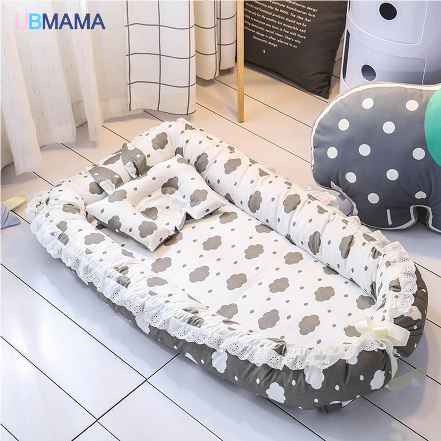 Dorminhoco do Bebê Recém-nascidos de Algodão Rendas de Alta Viagem Simples Lindo Travesseiro Dobrável Portátil Stripde Qualidade Sólida Berço Cama Macia 15 dorminhoco do bebê Recém-nascidos de algodão Rendas