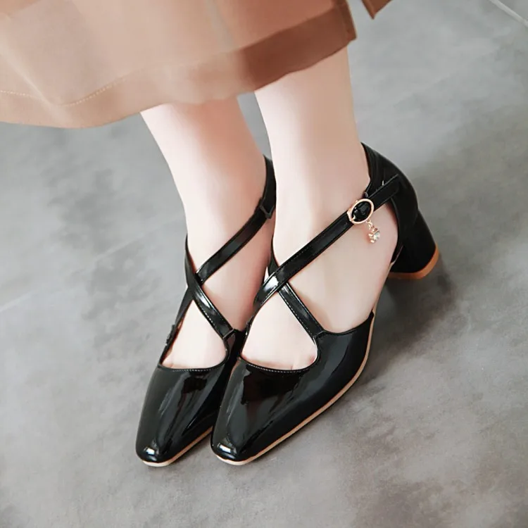 

Big Size 9 10 11-17 ladies high heels women shoes woman pumps Sweet water drill shallow mouth t buckle belt
