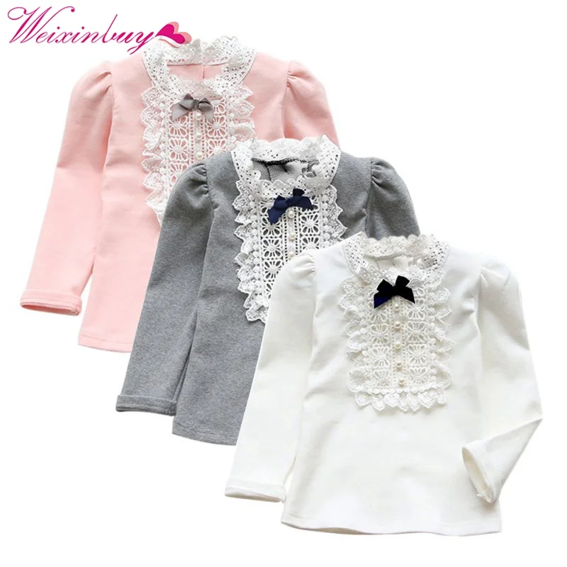 

Autumn Winter Spring Toddler Kids Baby Girls Boys Cute Bowknot Shirt Long Sleeve Princess Ruffle Tops Clothes