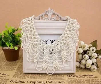 

Latest women collar designs luxurious pearl bow fake collar Hot Sell collar pearl fake shirt collar Pretty hand knit pearl beads