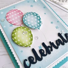 ZhuoAng Happy Birthday Beautiful Balloon Cutting Dies Clear Stamps For DIY Scrapbooking/Album Decorative Silicon Stamp Crafts