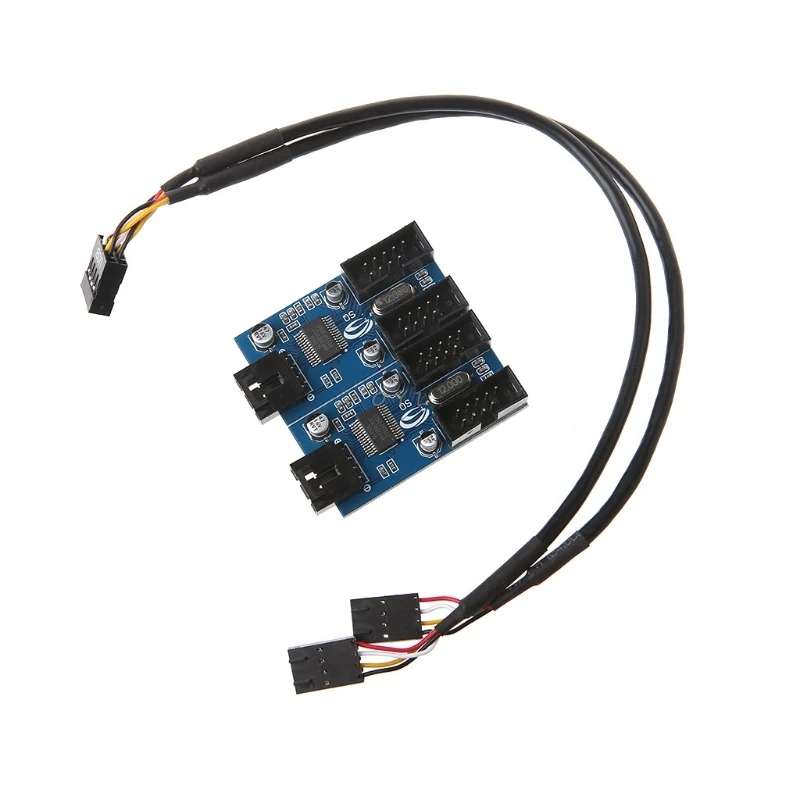 

PC Case Internal 9-Pin USB 2.0 Male 1 To 4 Female Splitter PCB Chipset Extender