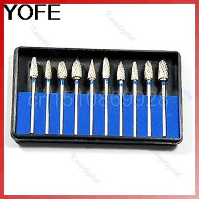 10 Pcs/set Drill Bit Tungsten Steel Dental Burs Lab Burrs Tooth Drill